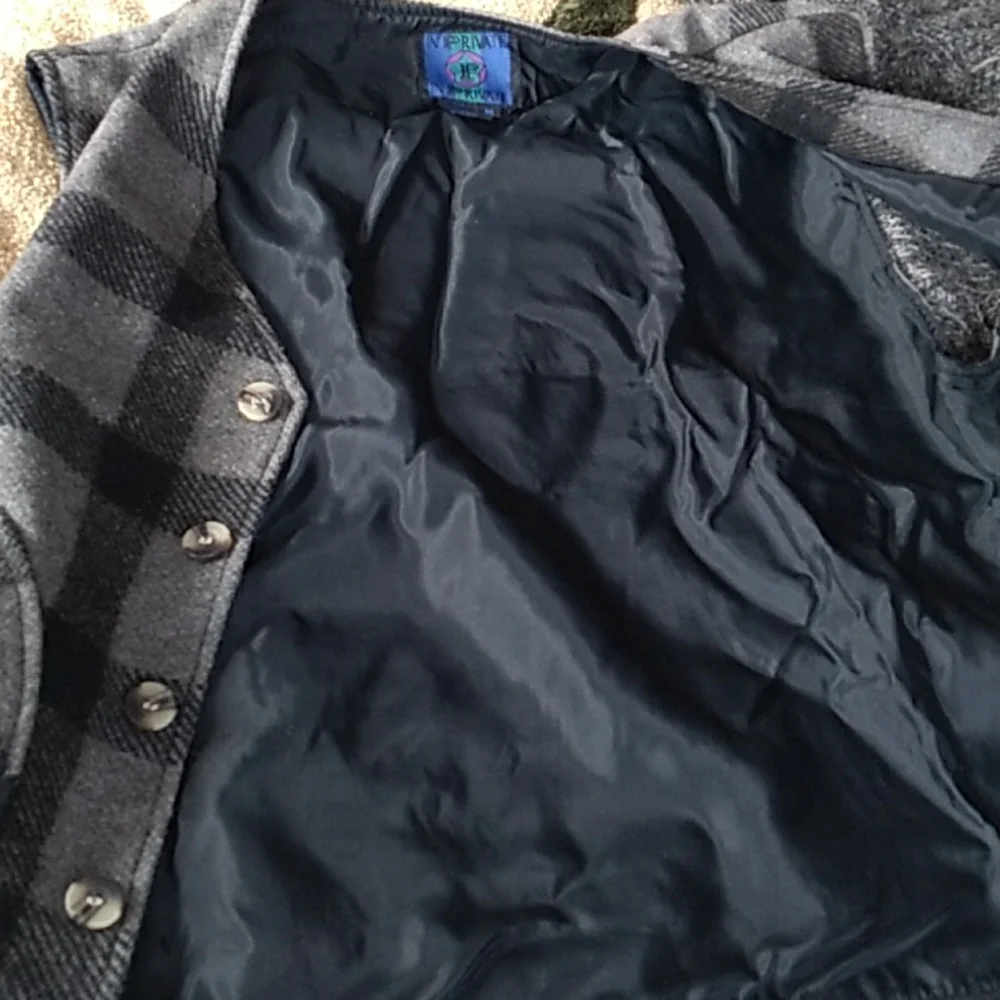 🦺Vintage Plaid Wool Vest Sz M Pockets & 5 Buttons